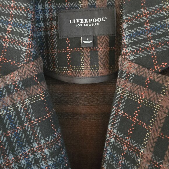 Liverpool Los Angeles Tartan Plaid Notched Blazer Brown and Blue Coat Sz Small - Picture 4 of 6